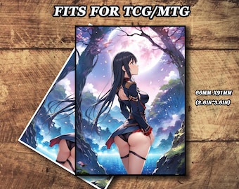 MTG Card Sleeves - Cherry Blossoms Girl Theme, Standard & Japanese Size, Foil or Matte