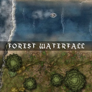 Forest Waterfall Battlemap - DnD Battle Map, VTT, D&D, 5e, Roll20, Foundry, Digital Map, Handcrafted Map, Digital Download
