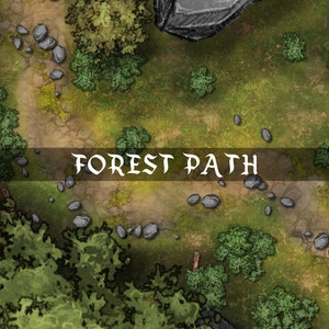 Forest Path Battlemap - DnD Battle Map, VTT, D&D, 5e, Roll20, Foundry, Handcrafted Map, Digital Download, Forest Road