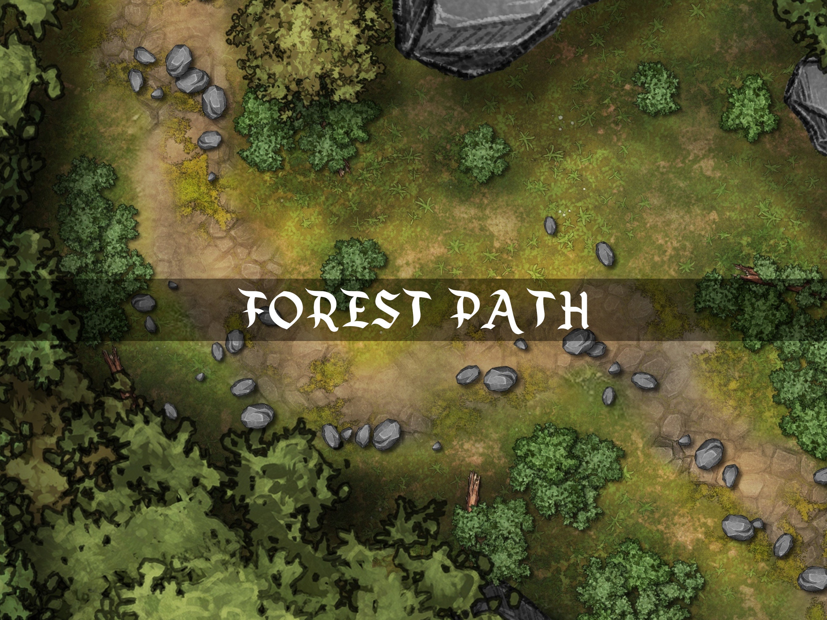 Forest Path Battlemap - DnD Battle Map, VTT, D&D, 5e, Roll20, Foundry, Handcrafted Map, Digital Download, Forest Road