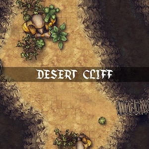 Desert Cliff Battlemap - DnD Battle Map, VTT, D&D, 5e, Roll20, Foundry, Digitale kaart downloaden, Handgemaakte kaart