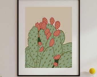 Minimalist Cactus Plant Print: Modern Botanical Wall Art (Digital Download