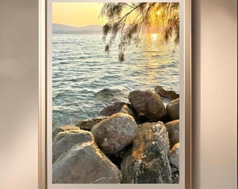 Rocky Shore Sunrise Photo Print: Naturalism Coastal Seascape (Digital Download)