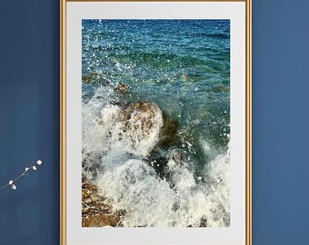Splashing Wave Photography Print: Boho Coastal Wall Art (Digital Download)