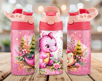 Botella de agua para niños con diseño de dinosaurio
