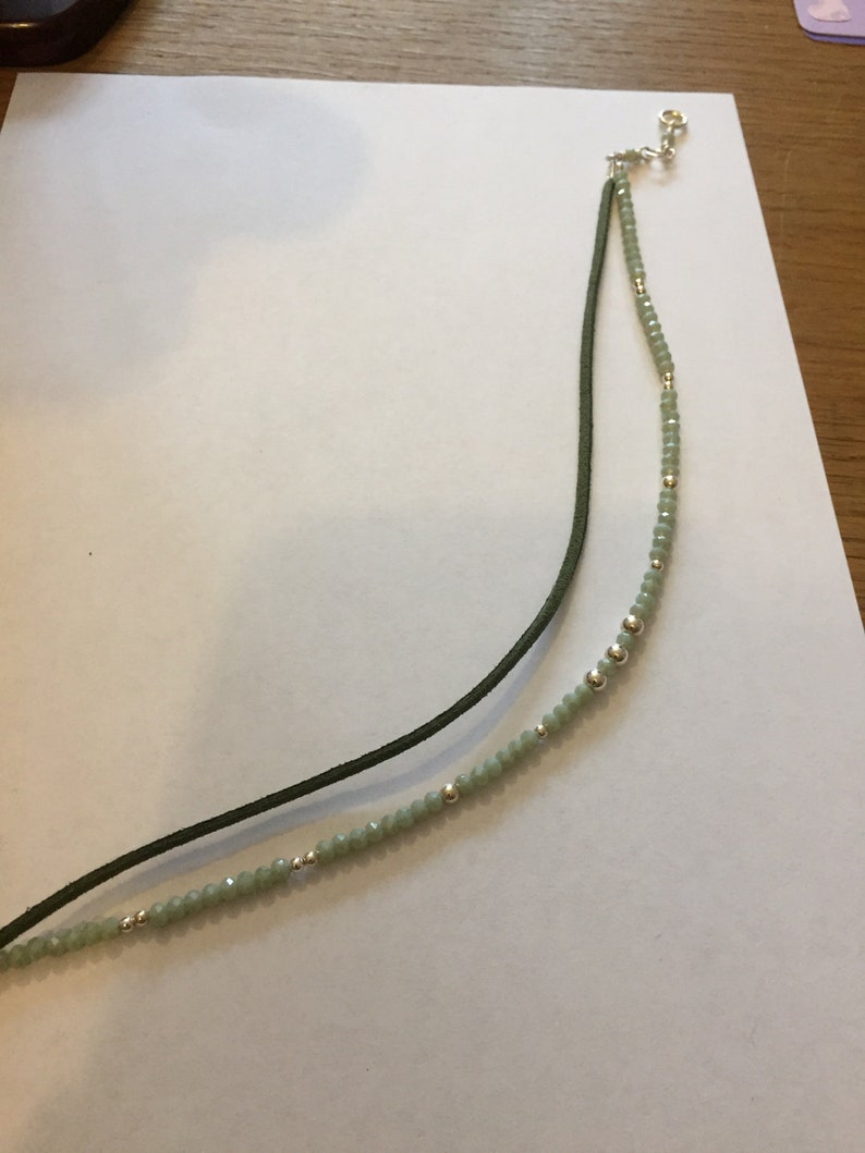 Pale Green Suede/Beaded Choker image 4