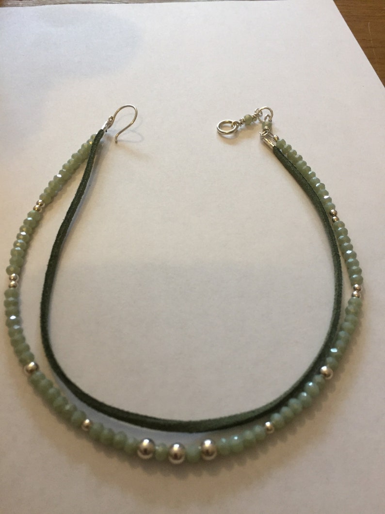 Pale Green Suede/Beaded Choker image 3