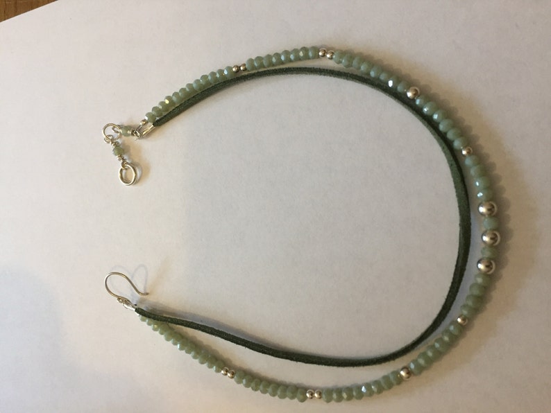 Pale Green Suede/Beaded Choker image 2