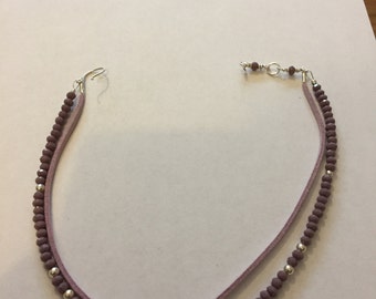 Mauve Suede/Beaded Choker