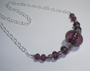 Magenta Glass Beaded Necklace