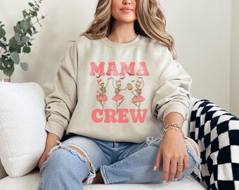 Halloween Mama Crew Sweatshirt, Dancing Skeleton Halloween Tee, Mama Crew Crewneck, Mama Halloween Gift, Mama Crew Dancinc Skeleton Hoodie