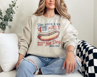 Fourt Of July Hot Dog Sweatshirt, Hot Dog Hoodie, Fourth of July Sweatshirt, 4th of July Tee, Patriotic Shirt, America Shirt