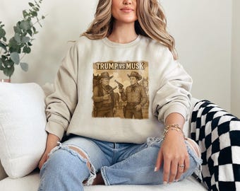Elon Musk VS Trump Wstern Sweatshirt, Musk VS Trump Sweatshirt, Political Hoodie, Funny Trump Hoodie, Political Meme Shirt, Unisex Tee