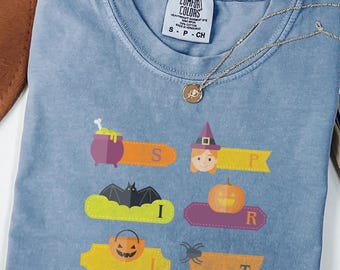 Comfort Colors®  Cute Halloween Shirt, Retro Ghost Shirt, Cute Fall Shirt, Unisex Halloween Tee, Pumpkin Season Tee, Cute Ghost