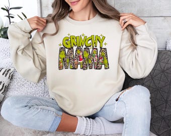Grinchy Mama Sweatshirt, Grinchy Mom Hoodie, Grinchmas Mama Sweatshirt, Mama Grinch Gifts, Christmas Grinch Mama Sweatshirt, Grinchy Hoodie