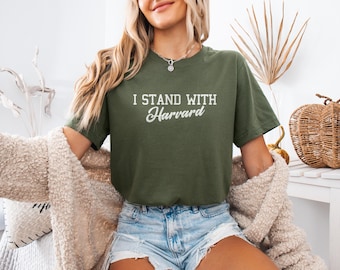 I Stand With Harvard Shirt, Protest Rights T-Shirt,  Show Your Support for Free Speech & Resistance,  "PeopleOverPower dot Me"