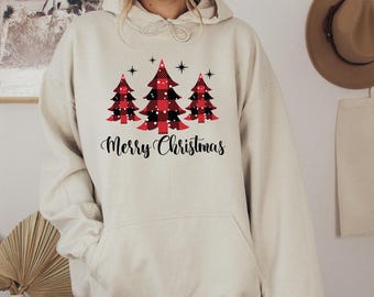 Merry Christmas Hoodie, Cute Merry Christmas Sweatshirt, Women's Christmas Hoodie, Holiday Hoodie, Xmas Holiday Gift, Retro Santa Hoodie