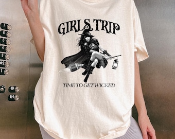 Comfort Colors®  Girls Trip Halloween Shirt, Retro Halloween Shirt, Salem Witch Shirt, Unisex Halloween Tee, Pumpkin Season Tee, Girls Trip
