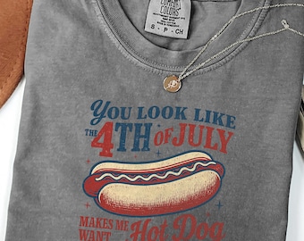 Comfort Colors® Fourt Of July Hot Dog Shirt, Hot Dog Shirt, Fourth of July Shirt, 4th of July Tee, Patriotic Shirt, America Shirt