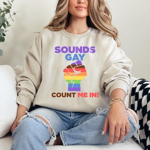 LGBTQ Sounds Gay Count Me In Sweatshirt, Gay Rights Hoodie, Gay Pride Shirt, Gay Sweatshirt, Rainbow Color Shirt, LGBT Shirt, Pride Shirt