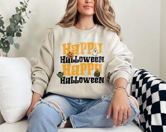 Happy Halloween Hoodie, Halloween Cute Sweatshirt, Halloween Horror Friends Sweatshirt, Halloween Hoodie, Unisex Halloween Hoodie, Halloween