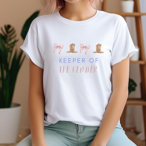 Keeper Of The Gender Shirt,Boots Or Bows Gender Revea, Gender Keeper Shirt, Rodeo Baby Showe, Pomysły na ujawnienie płci, pakiet ujawnienia płci
