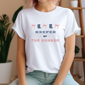 Keeper Of The Gender Shirt,Buty lub kokardy ujawnienie płci, Koszulka Gender Keeper, Rodeo Baby Show, Pomysły na ujawnienie płci, pakiet ujawnienia płci