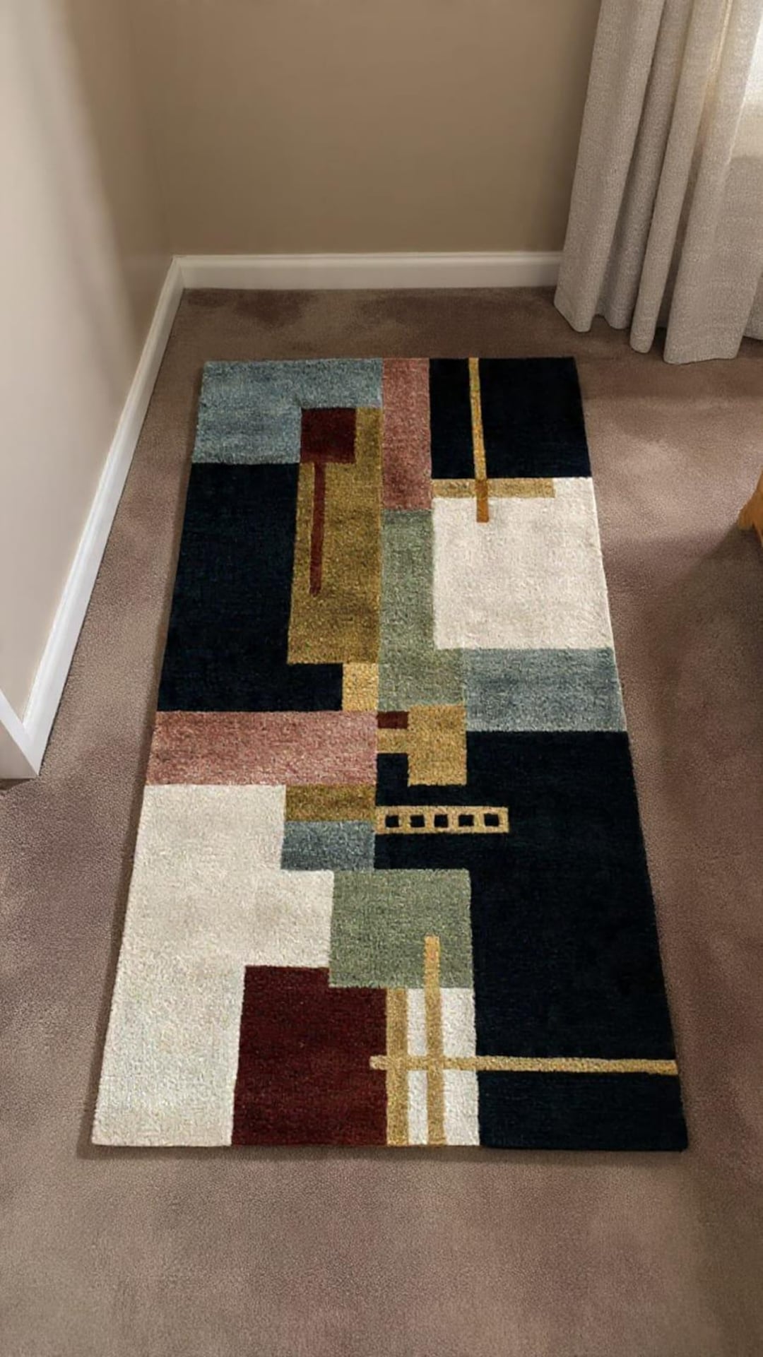 Hand Tufted Wool Area Rug, Abstract Geometric Multicolor Design - Etsy