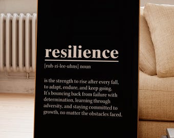 Resilience Motivational Wall Art Print, Office Decor Poster, Gym Inspiration Artwork, Inspirational Quote Gift for Him or Her