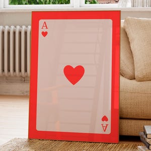Ace of Hearts Poster, Playing Card Print, Ace Card Poster, Trendy Wall Art, Ace of Hearts Card, Wall Art For Living Room