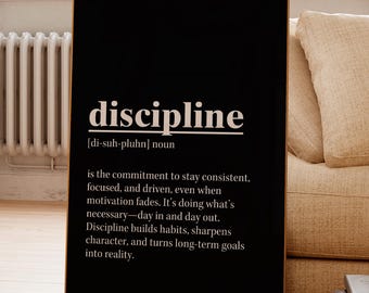 Discipline Wall Art, Office Print, Motivational Wall Art, Discipline Poster, Gift For Him, Gym Wall Art, Motivation Poster, Office Wall Art