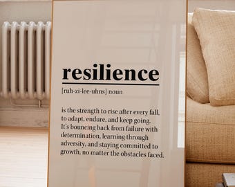 Resilience Definition Poster, Motivational Wall Art, Gym Motivation Print, Office Decor, Inspirational Gift