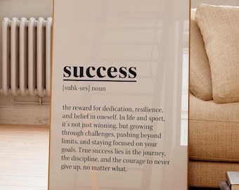 Motivational Definition Poster | Success Wall Art for Office, Home Gym, Desk Decor, Gift for Him Her