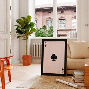 Impresión del As de Tréboles, Impresión de la Carta del As Negro, Póster Retro de Naipes, Arte Estético de Moda, Decoración de Habitaciones Preppy, Arte de Naipes