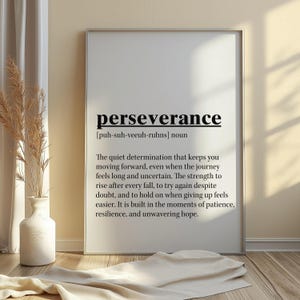 Perseverance Definition Print | Office Decor, Gift for Him - Etsy