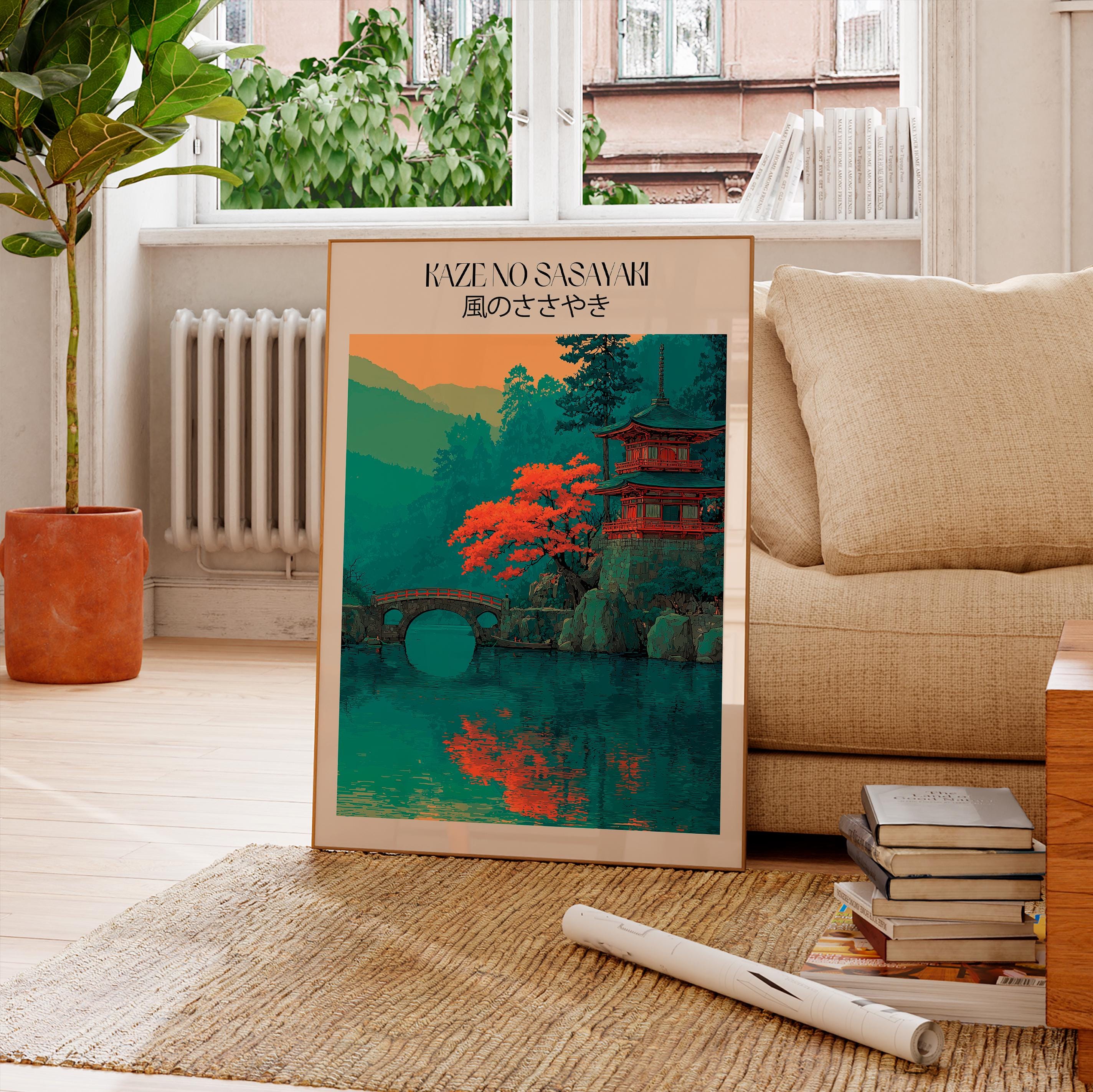 Japanese Temple Landscape Poster, Zen Wall Art Print, Asian Nature ...
