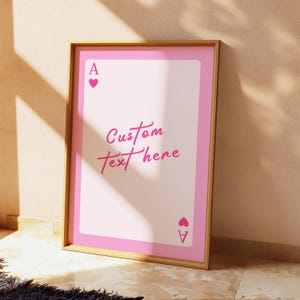 Decoración de pared de As de Corazones Rosa, Póster con Cita Personalizada para Chica, Póster con Afirmaciones Positivas para Chica, Impresión de As de Corazones, Tarjeta de As Rosa, Regalo para ella