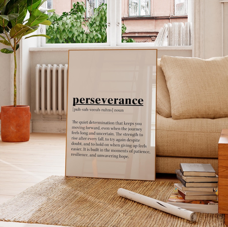 Perseverance Definition Print | Office Decor, Gift for Him - Etsy