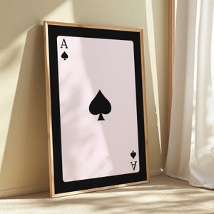 Stampa Asso di Picche, Stampa Asso Nero, Poster di Carte da Gioco Retro, Arte Estetica di Tendenza, Arredamento Preppy, Arte delle Carte da Gioco