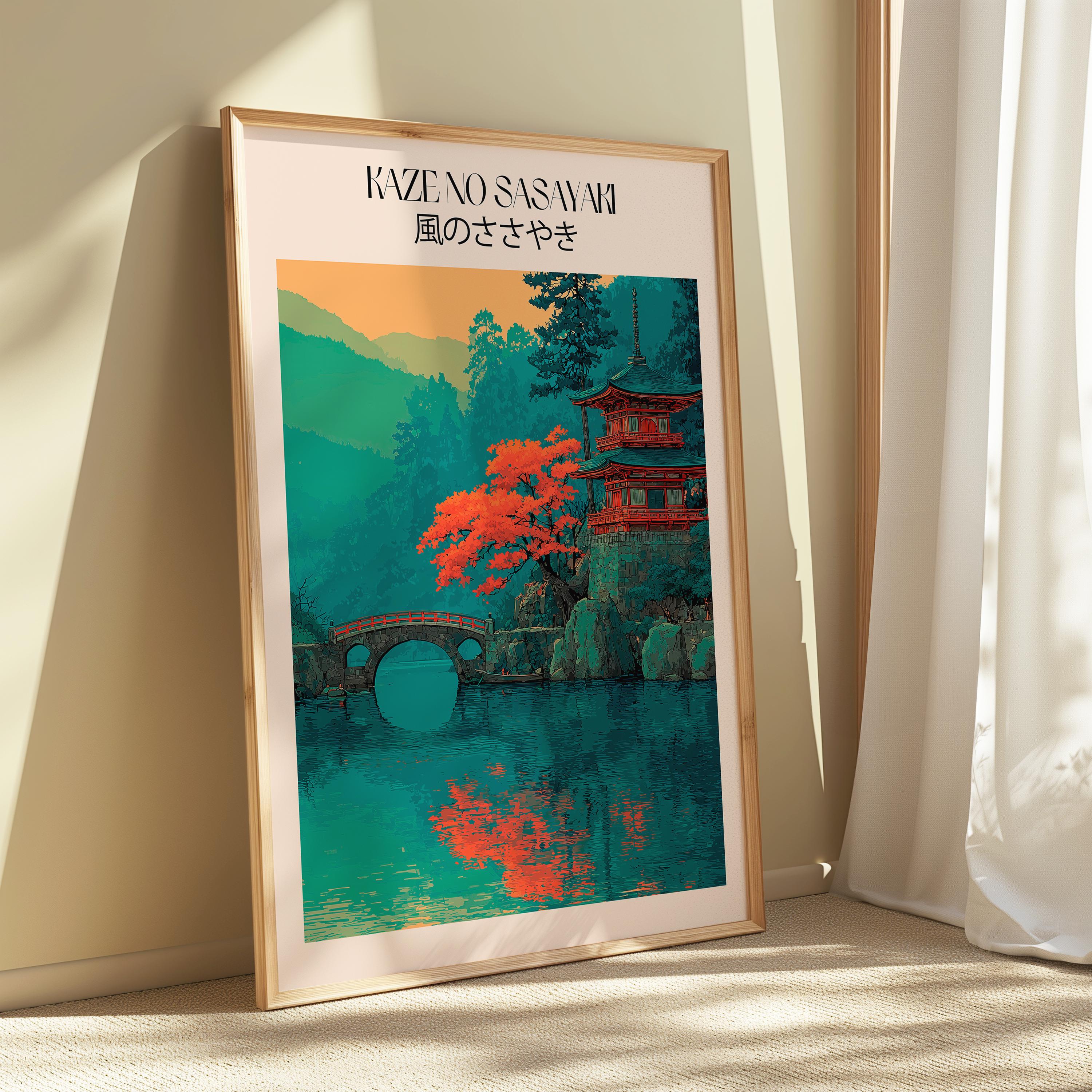 Japanese Temple Landscape Poster, Zen Wall Art Print, Asian Nature ...
