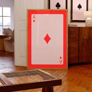 Stampa trendy "Asso di quadri", poster di carte da gioco, arte murale retrò alla moda, stampa estetica retrò alla moda, poster retrò, arte murale alla moda