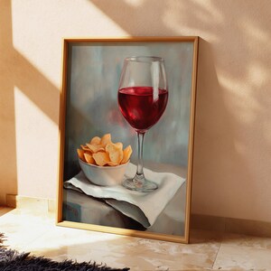 Minimalistisch wijnschilderij, uniek voedseldecor, olieverfposter, retro wijnafdrukken, cocktailbarwagen, wijnschilderij, barwagenafdrukken