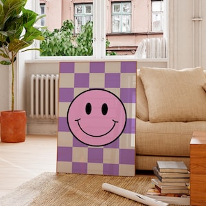 Smiley Face Print, Girl Room Wall Art, Teen Boy Room Decor, Gift For Her, Kids Room Decor, Girls Bedroom Poster, Smiley Wall Art
