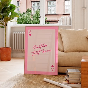 Decoración de pared de As de Corazones Rosa, Póster con Cita Personalizada para Chica, Póster con Afirmaciones Positivas para Chica, Impresión de As de Corazones, Tarjeta de As Rosa, Regalo para ella