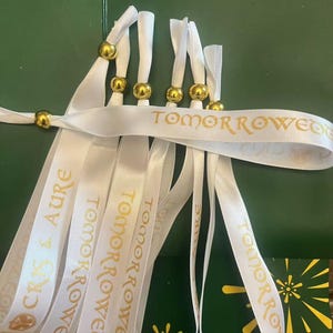 Braccialetto fatto a mano con stampa in oro e bordo dorato per feste di matrimonio, attività, festival, pass per feste, inviti, regali, bomboniere