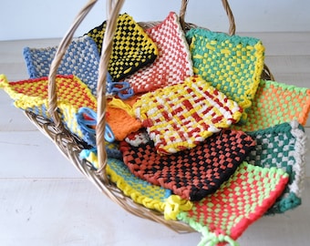 collection of 8 vintage  handmade loom pot holders