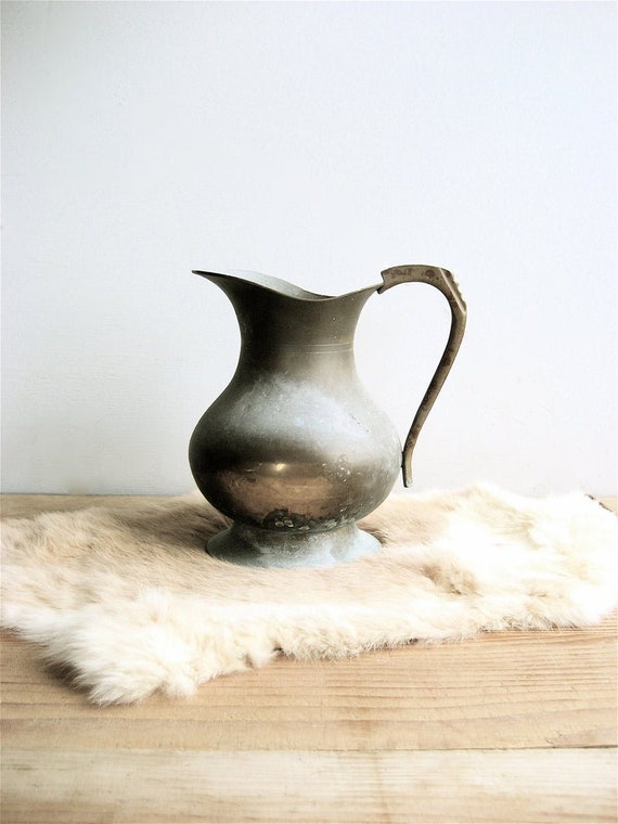 Vintage Brass Milk Pitcher Vase Brass Farmhouse Pitcher Brass Etsy
