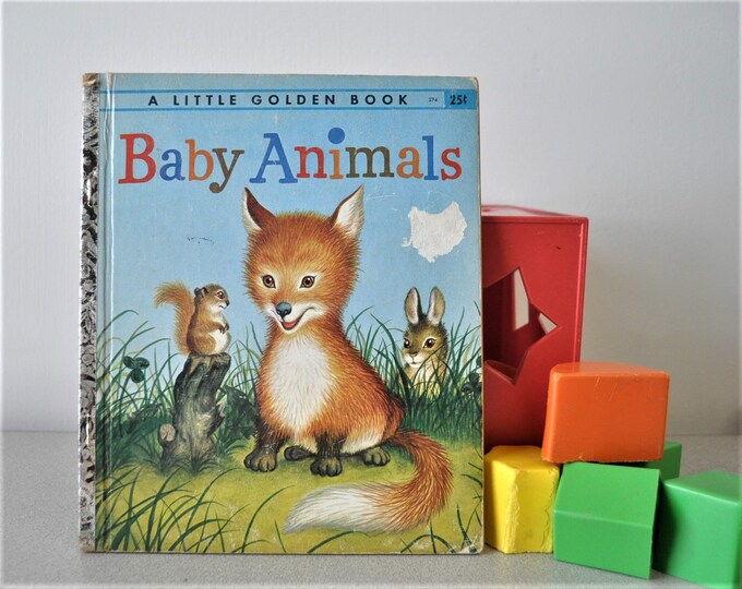 Vintage A Little Golden Book Baby Animals / 1950s Little Golden Book