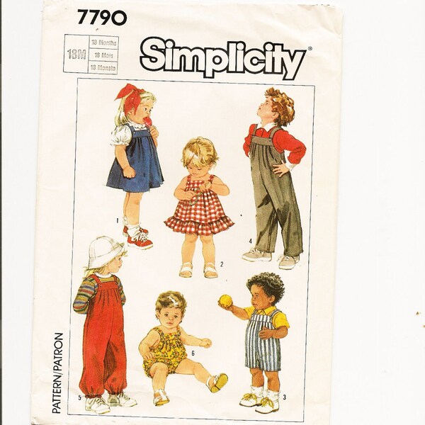 simplicity pattern 7790--babies overalls, sundress, jumper and bubble suit