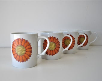 1960s RETRO FLORAL sunflower Coffee Mug....retro housewares. flower. atomic. funky. 60s kitchen. coffee. tea. drink. kitsch. retro. espresso